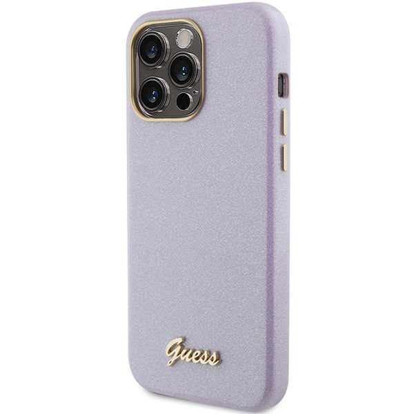 357919_oryg Guess case for iPhone 15 Pro Max 6,7" GUHCP15XPGMCSL lilac hardcase Glitter Glossy Script