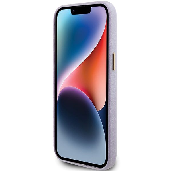 357922_oryg Guess case for iPhone 15 Pro Max 6,7" GUHCP15XPGMCSL lilac hardcase Glitter Glossy Script