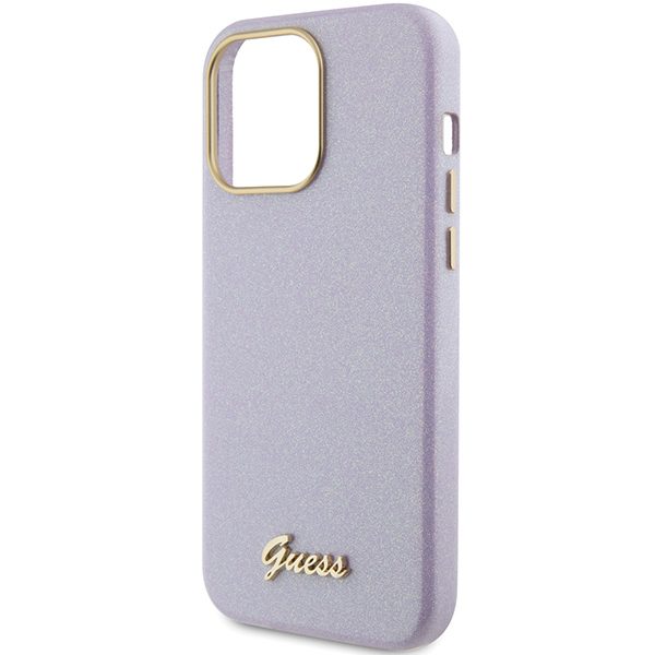 357923_oryg Guess case for iPhone 15 Pro Max 6,7" GUHCP15XPGMCSL lilac hardcase Glitter Glossy Script