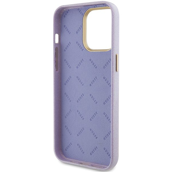 357924_oryg Guess case for iPhone 15 Pro Max 6,7" GUHCP15XPGMCSL lilac hardcase Glitter Glossy Script