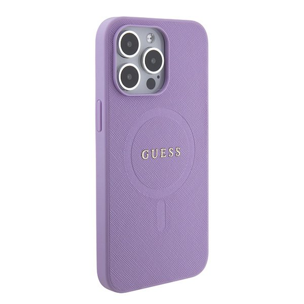 357979_oryg Guess case for iPhone 15 Pro 6,1" GUHMP15LPSAHMCU purple hardcase Saffiano MagSafe