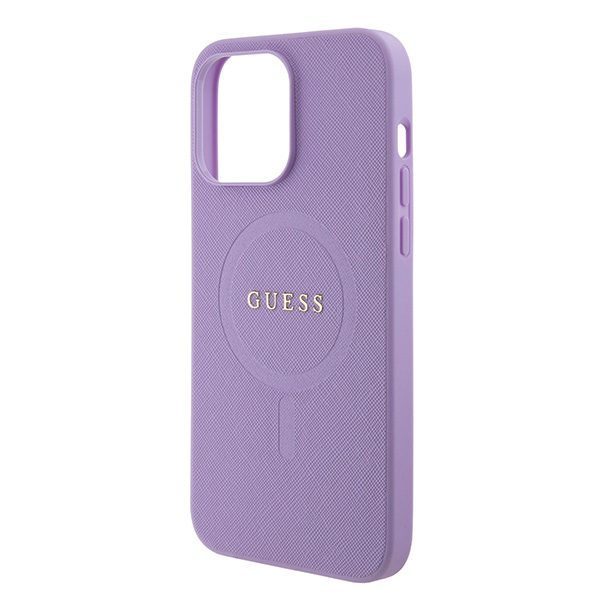357981_oryg Guess case for iPhone 15 Pro 6,1" GUHMP15LPSAHMCU purple hardcase Saffiano MagSafe