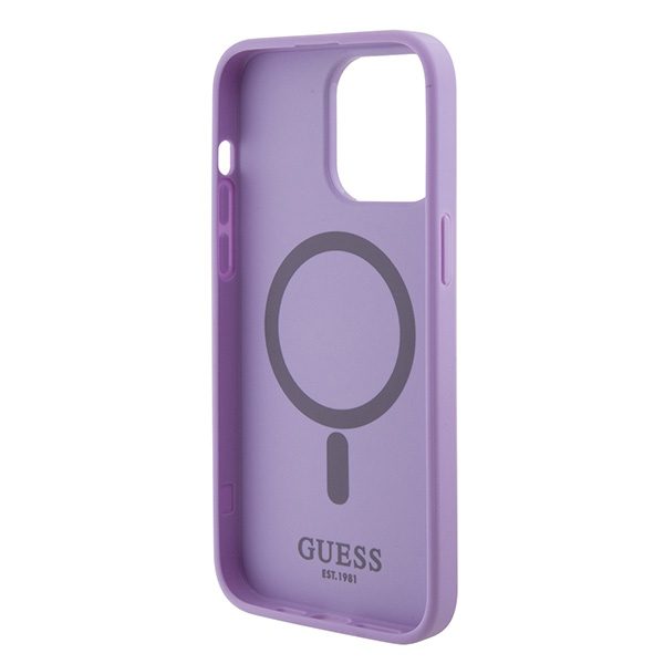 357982_oryg Guess case for iPhone 15 Pro 6,1" GUHMP15LPSAHMCU purple hardcase Saffiano MagSafe