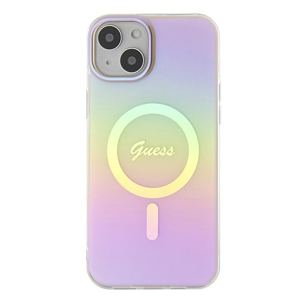 Guess case for iPhone 15 6,1" GUHMP15SHITSP pink hardcase IML Iridescent MagSafe