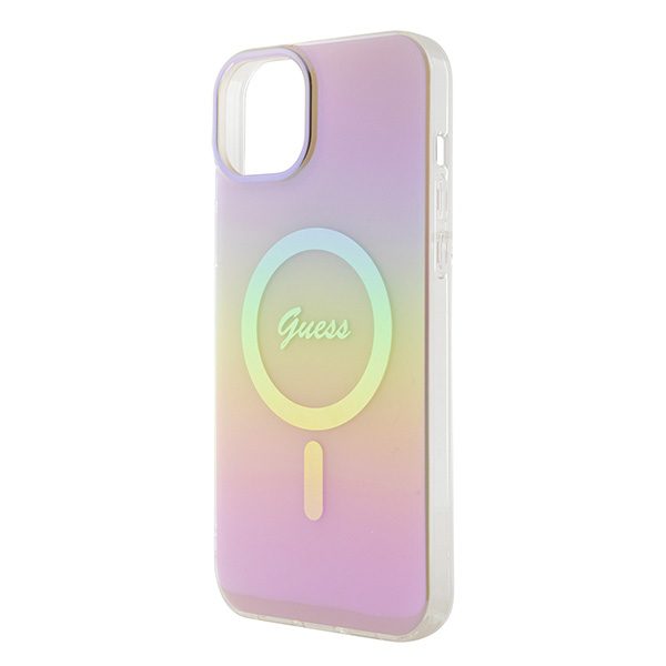 Guess case for iPhone 15 6,1" GUHMP15SHITSP pink hardcase IML Iridescent MagSafe