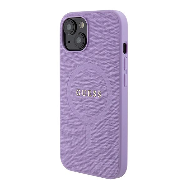 Guess case for iPhone 15 6,1" GUHMP15SPSAHMCU purple hardcase Saffiano MagSafe