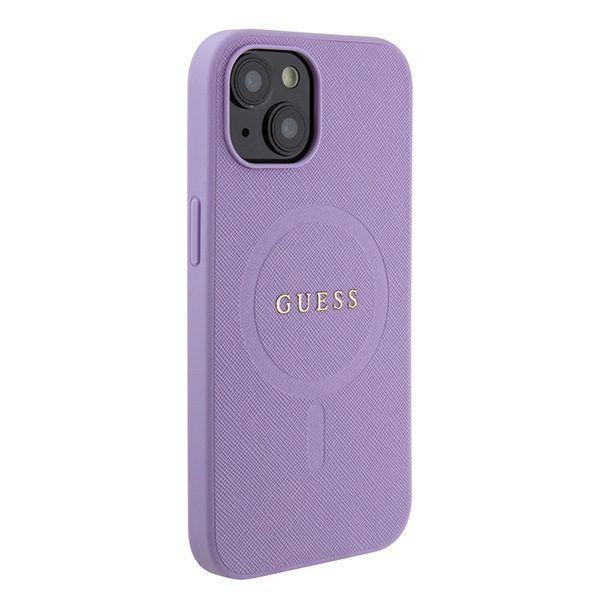 Guess case for iPhone 15 6,1" GUHMP15SPSAHMCU purple hardcase Saffiano MagSafe