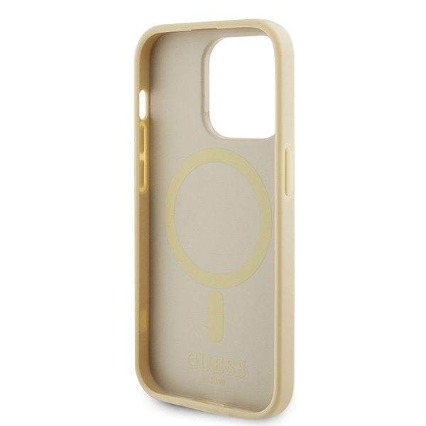 Guess case for iPhone 15 Pro Max 6,7" GUHMP15XPSAHMCB gold hardcase Saffiano MagSafe