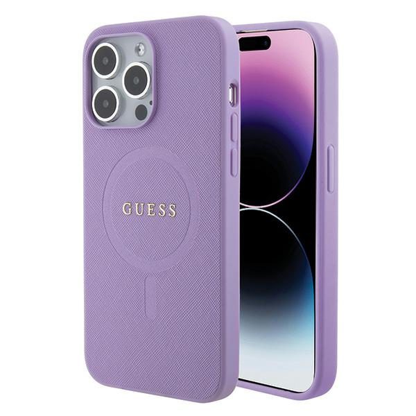 358112_oryg Guess case for iPhone 15 Pro Max 6,7" GUHMP15XPSAHMCU purple hardcase Saffiano MagSafe
