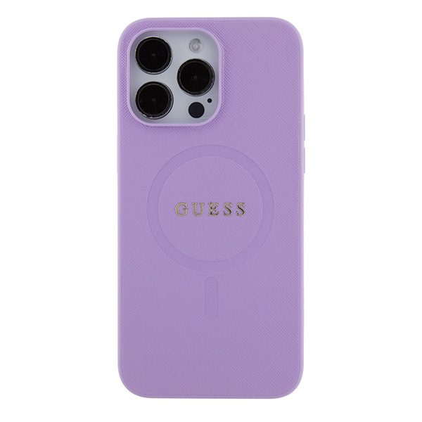 358114_oryg Guess case for iPhone 15 Pro Max 6,7" GUHMP15XPSAHMCU purple hardcase Saffiano MagSafe