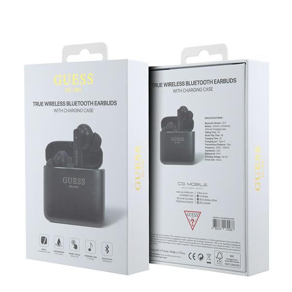 358154_oryg Guess Bluetooth headphones GUTWSSU20ALEGK TWS + charge station black Printed Logo