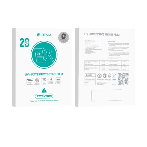 358179_oryg Devia Set of smartphone film UV 0,19mm mat 20pcs 6H for the cutting machine