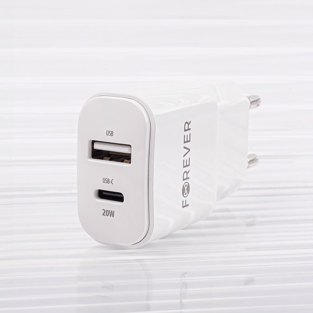 358183_oryg Forever TC-01-20AC PD QC charger 1x USB-C 1x USB 20W white