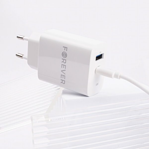 Forever TC-07-30AC PD QC charger 1x USB-C 1x USB 30W white