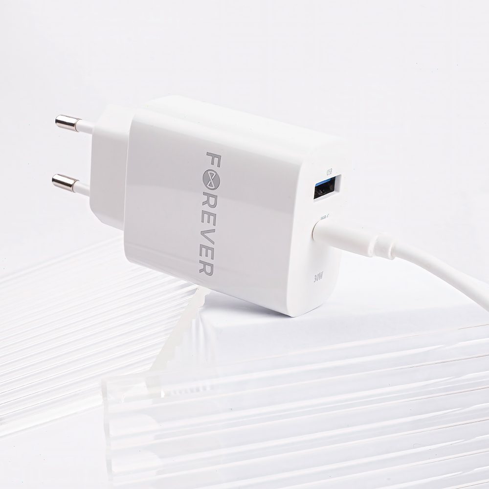 358204_oryg Forever TC-07-30AC PD QC charger 1x USB-C 1x USB 30W white