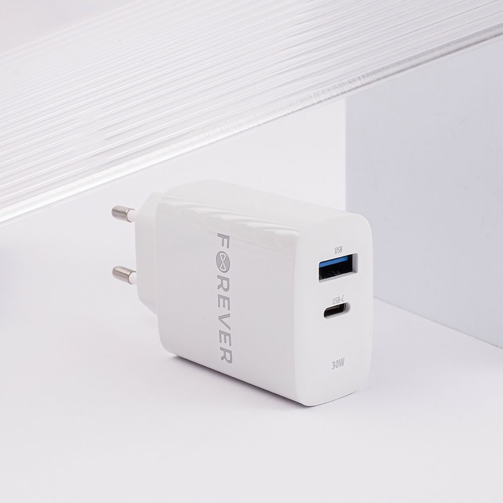 358206_oryg Forever TC-07-30AC PD QC charger 1x USB-C 1x USB 30W white