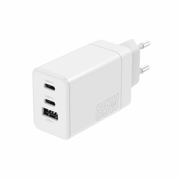Maxlife MXTC-08-65ACC PD QC charger 2x USB-C 1x USB 65W white