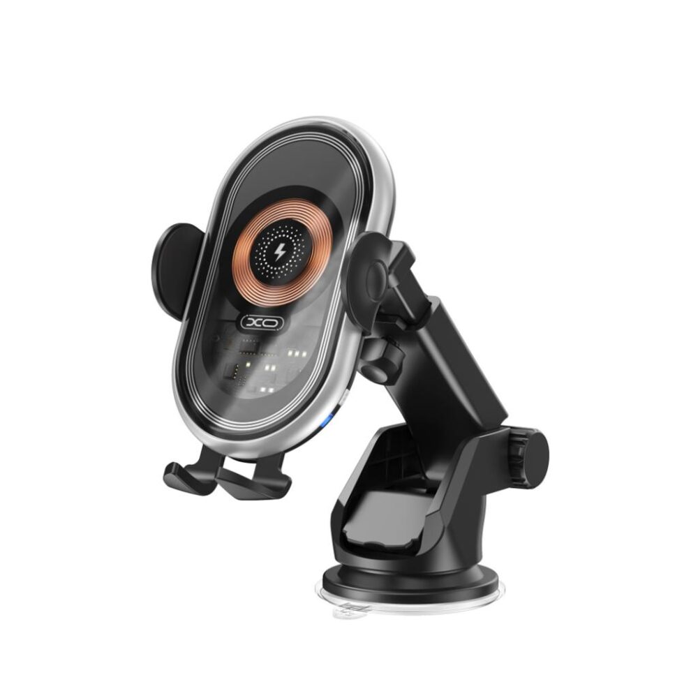 359459_oryg XO car holder WX038 with wireless inductive charger black 15W with suction cup