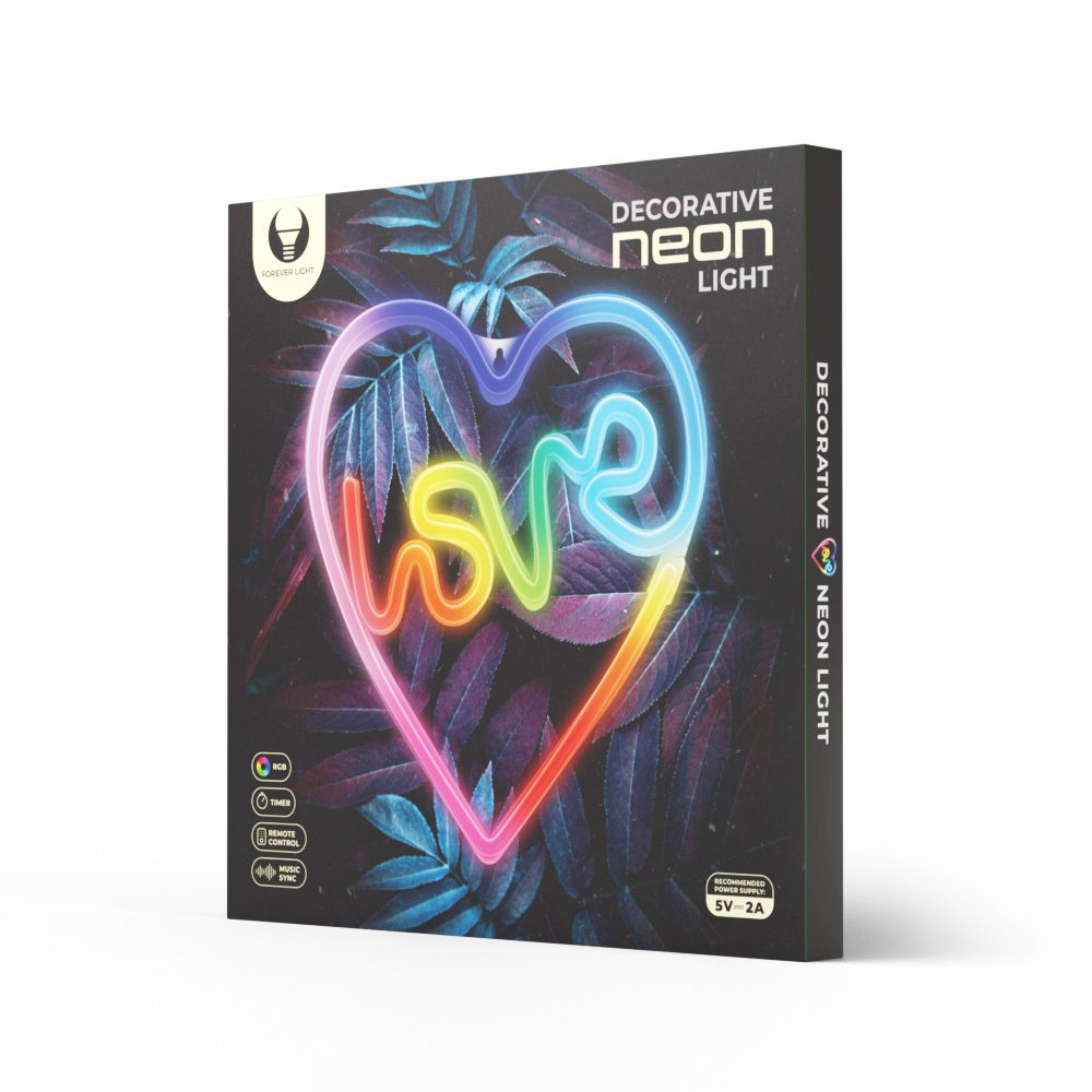 360505_oryg Neon LED RGB LOVE IN HEART FLRN02 + RC Forever Light