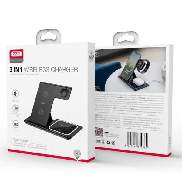 360772_oryg XO wireless inductive charger WX023 15W black 3in 1