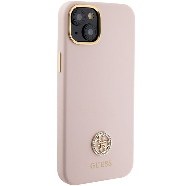 Guess case for iPhone 15 6,1" GUHCP15SM4DGPP pink HC SILICONE LOGO STRASS 4G