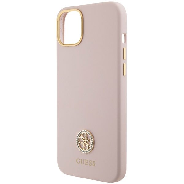 Guess case for iPhone 15 6,1" GUHCP15SM4DGPP pink HC SILICONE LOGO STRASS 4G