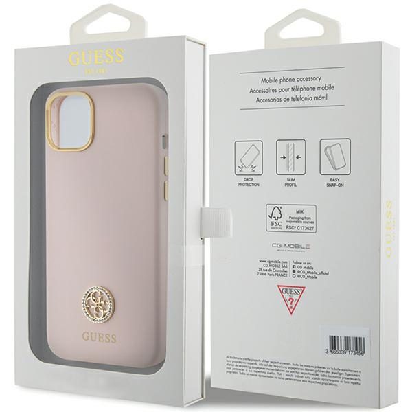 Guess case for iPhone 15 6,1" GUHCP15SM4DGPP pink HC SILICONE LOGO STRASS 4G