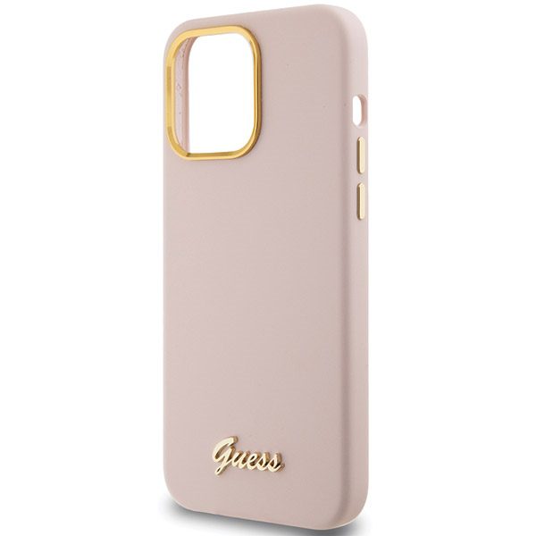361098_oryg Guess case for iPhone 15 Pro 6,1" GUHCP15LSMBSLP pink HC SILICONE SCRIPT METAL LOGO & FRAME