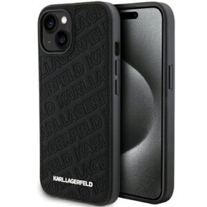 Karl Lagerfeld case for iPhone 15 6,1" KLHCP15SPQKPMK black HC QUILTED K PATTERN
