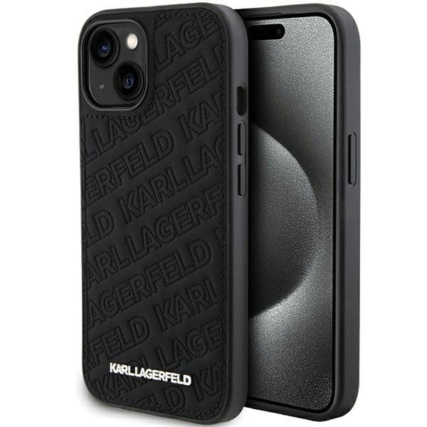 361145_oryg Karl Lagerfeld case for iPhone 15 6,1" KLHCP15SPQKPMK black HC QUILTED K PATTERN