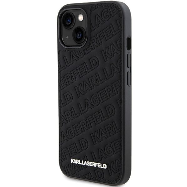 361146_oryg Karl Lagerfeld case for iPhone 15 6,1" KLHCP15SPQKPMK black HC QUILTED K PATTERN