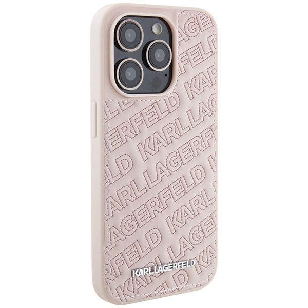 361204_oryg Karl Lagerfeld case for iPhone 15 Pro Max 6,7" KLHCP15XPQKPMP pink HC QUILTED K PATTERN