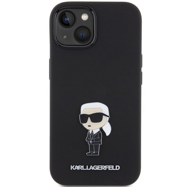 Karl Lagerfeld case for iPhone 15 6,1" KLHCP15SSMHKNPK black HC SILICONE IKONIK METAL PIN