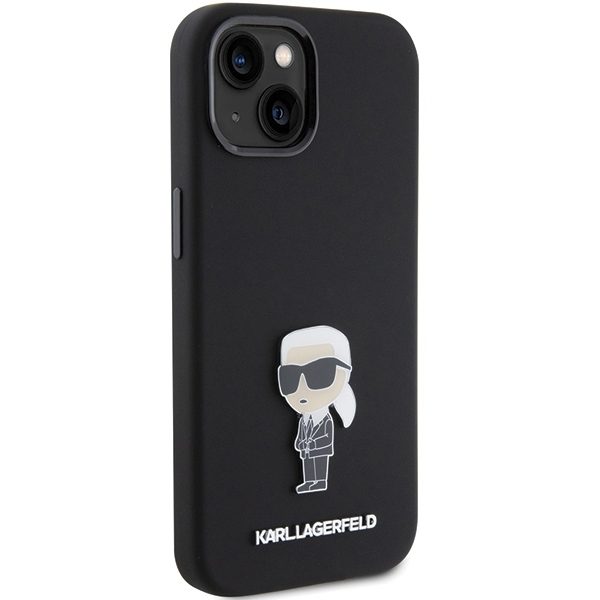 Karl Lagerfeld case for iPhone 15 6,1" KLHCP15SSMHKNPK black HC SILICONE IKONIK METAL PIN
