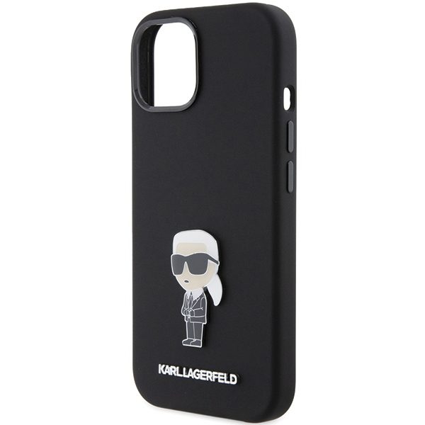 Karl Lagerfeld case for iPhone 15 6,1" KLHCP15SSMHKNPK black HC SILICONE IKONIK METAL PIN