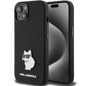 Karl Lagerfeld case for iPhone 15 Plus 6,7" KLHCP15MSMHCNPK black HC SILICONE C METAL PIN