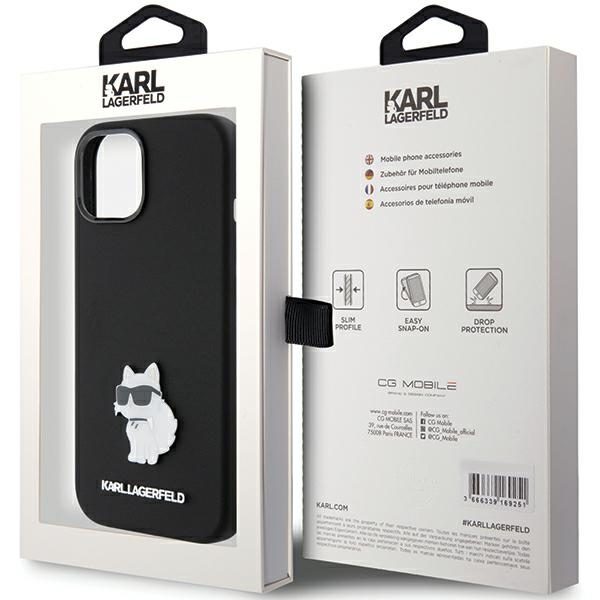 Karl Lagerfeld case for iPhone 15 Plus 6,7" KLHCP15MSMHCNPK black HC SILICONE C METAL PIN