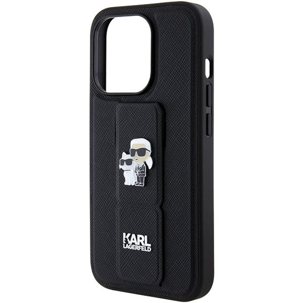 361336_oryg Karl Lagerfeld case for iPhone 15 Pro Max 6,7" KLHCP15XGSAKCPK black HC GRIPSTAND SAFFIANO KC PINS