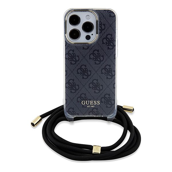 362699_oryg Guess case for iPhone 15 Pro 6,1" GUHCP15LHC4SEK black HC CROSSBODY CORD 4G PRINT