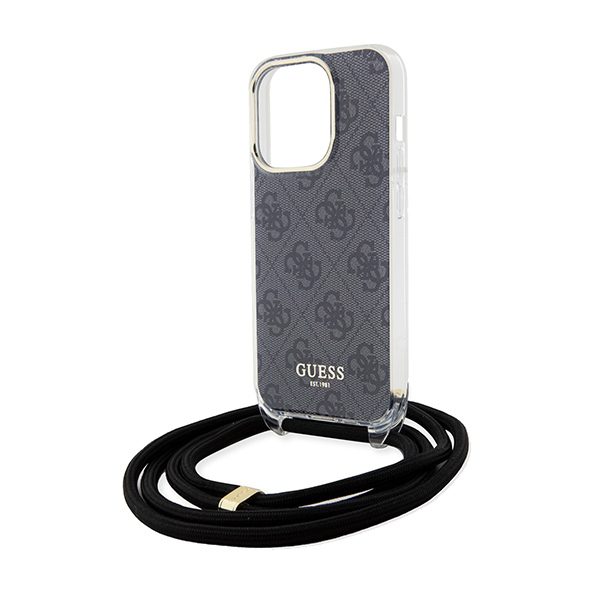 362702_oryg Guess case for iPhone 15 Pro 6,1" GUHCP15LHC4SEK black HC CROSSBODY CORD 4G PRINT