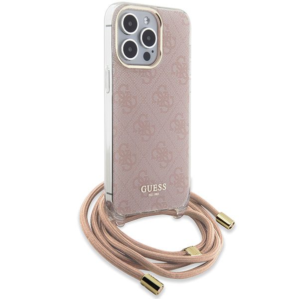 362751_oryg Guess case for iPhone 15 Pro 6,1" GUHCP15LHC4SEP pink HC CROSSBODY CORD 4G PRINT