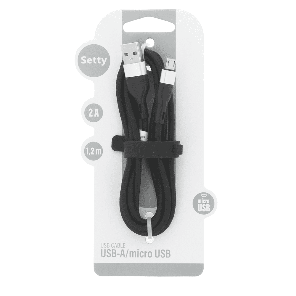 363659_oryg Setty USB - micro cable 1,2 m 2A KNA-M-1.221 black