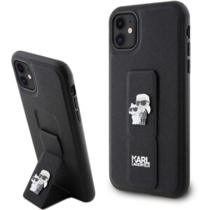 Karl Lagerfeld case for iPhone 11 KLHCN61GSAKCPK black HC GRIPSTAND SAFFIANO KC PINS