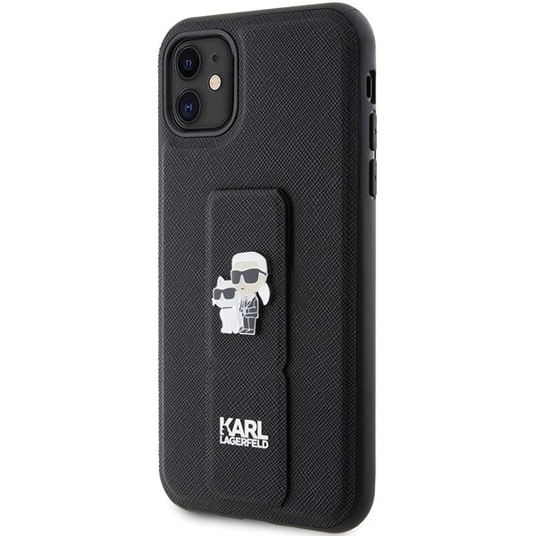 363896_oryg Karl Lagerfeld case for iPhone 11 KLHCN61GSAKCPK black HC GRIPSTAND SAFFIANO KC PINS