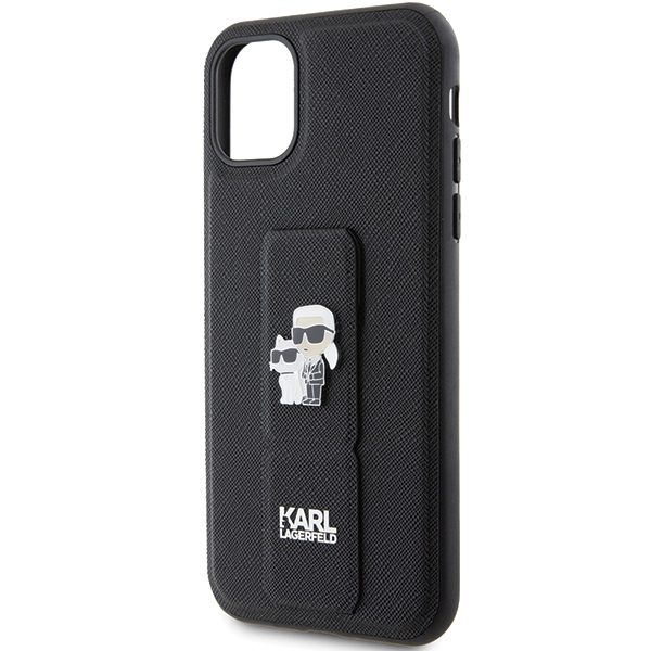 363900_oryg Karl Lagerfeld case for iPhone 11 KLHCN61GSAKCPK black HC GRIPSTAND SAFFIANO KC PINS