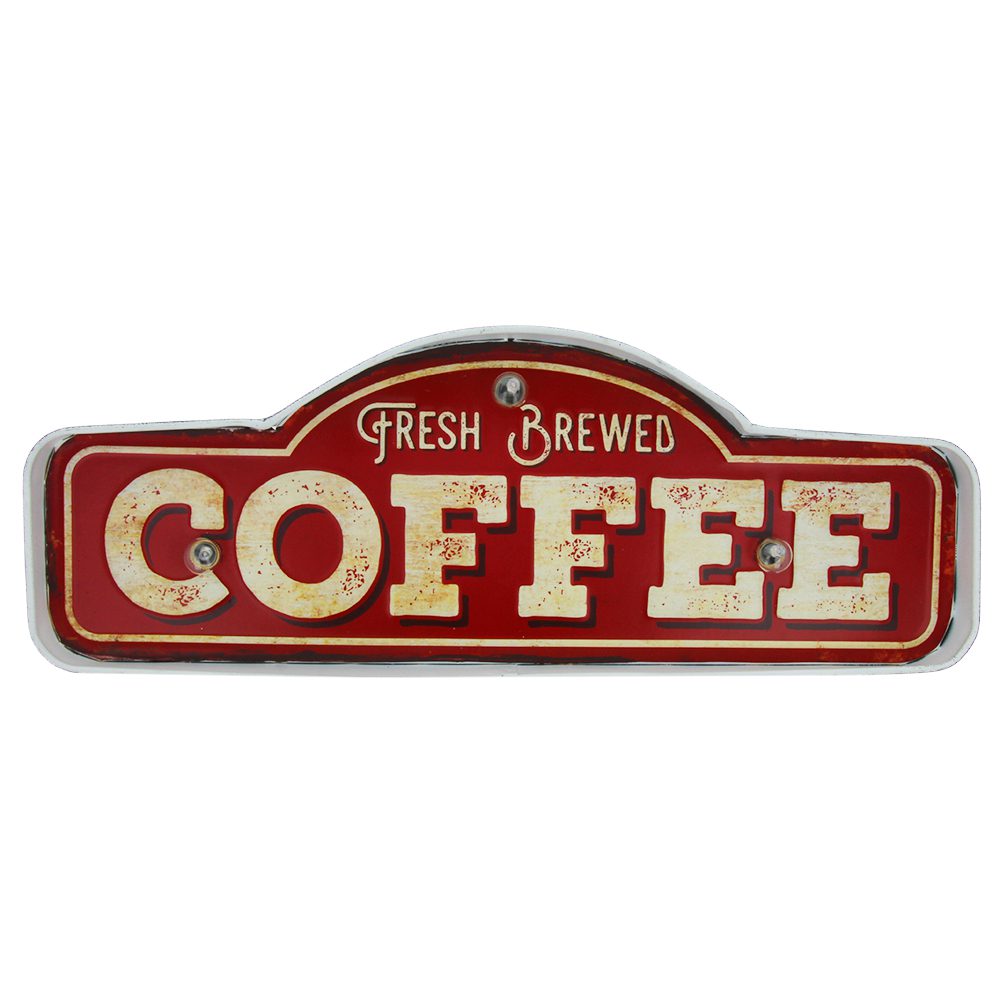 RETRO Metal Sign LED Fresh Brewed Coffee Forever Light