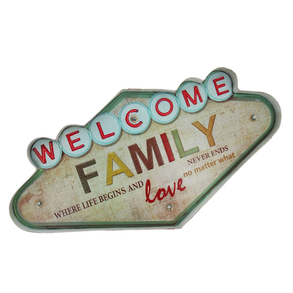 364009_oryg RETRO Metal Sign LED Welcome Family Forever Light