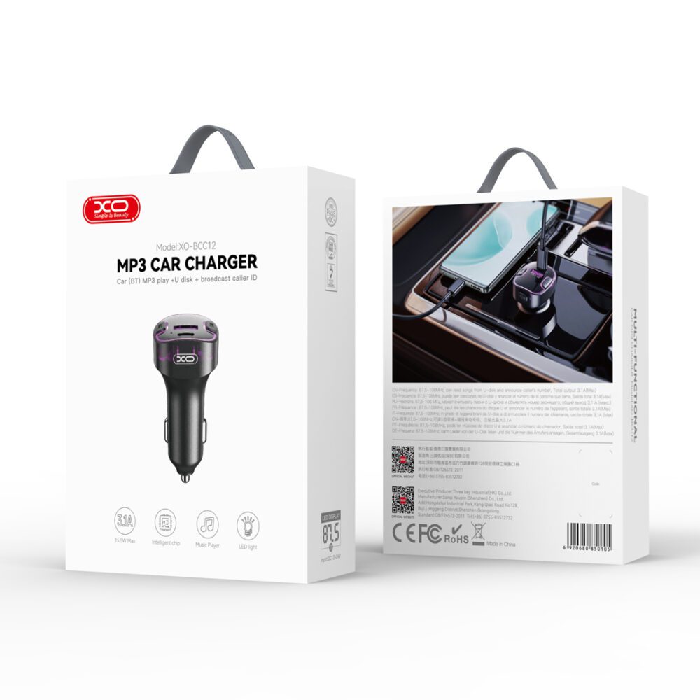 365498_oryg XO transmitter FM BCC12 Bluetooth MP3 car charger 3,1A black