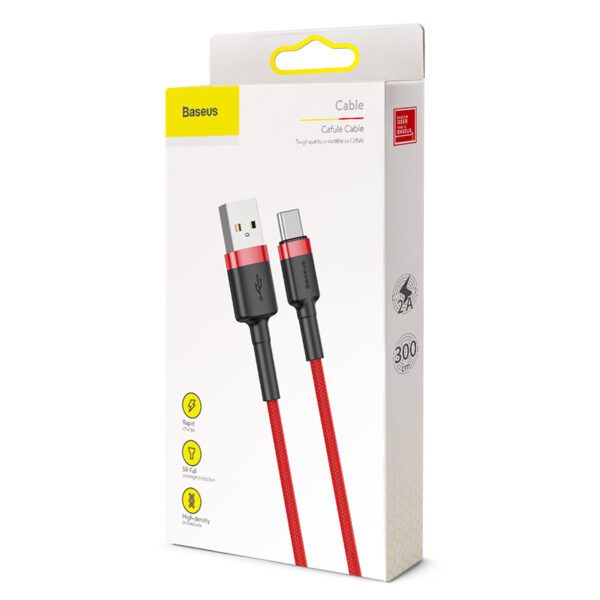 Baseus cable Cafule USB - USB-C 3m 2A red