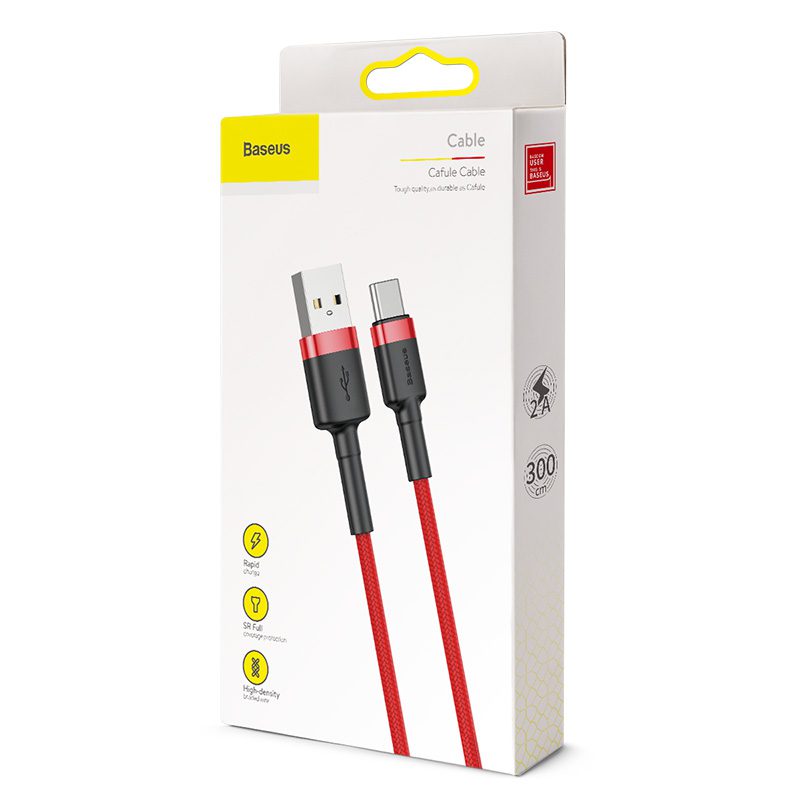 365754_oryg Baseus cable Cafule USB - USB-C 3m 2A red
